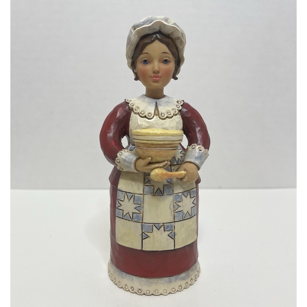 Jim Shore Woman Figurine 2012 Fall Thanksgiving "A Feast It Shall Be" Baker Bowl